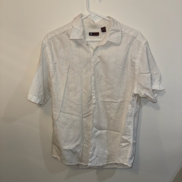 White Casual Button Down Shirt Crisp Cotton Classic - Picture 2 of 10